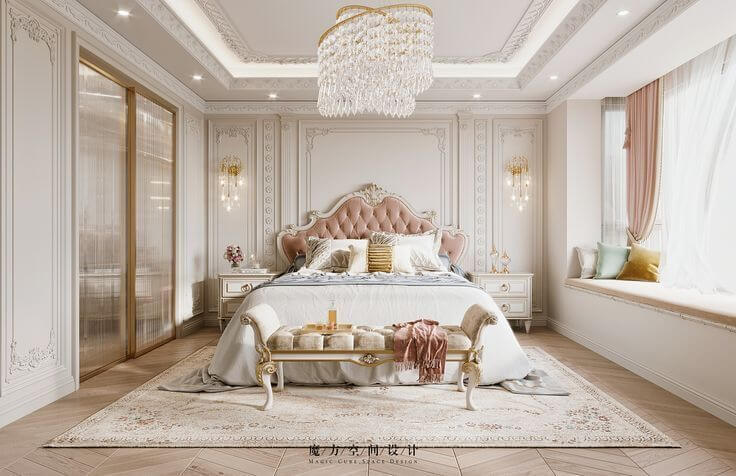элегантная в стиле рококо спальня