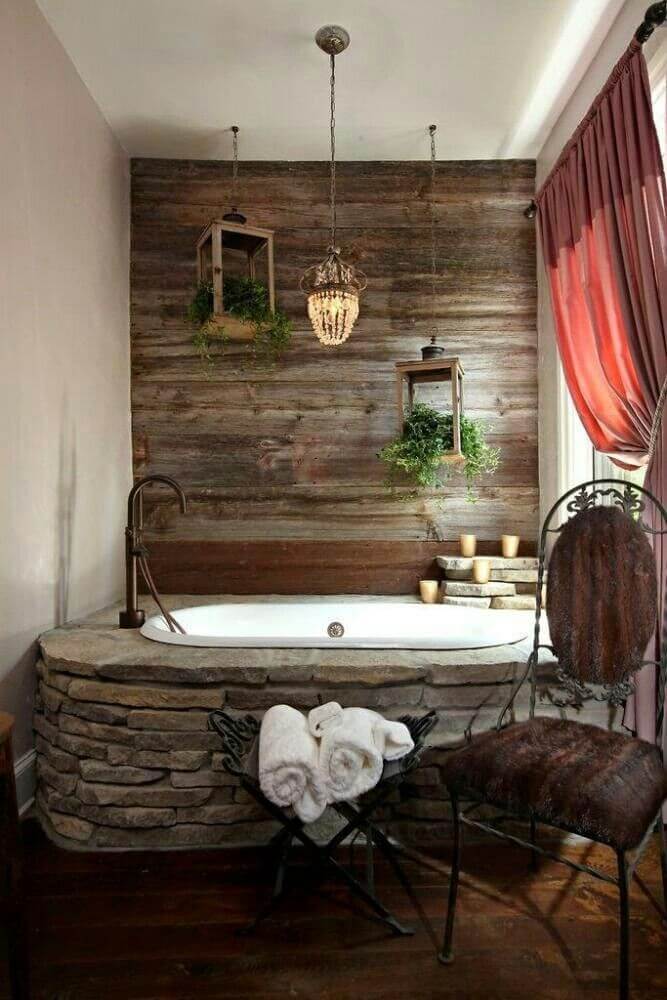 современная в стиле рустик ванная комната