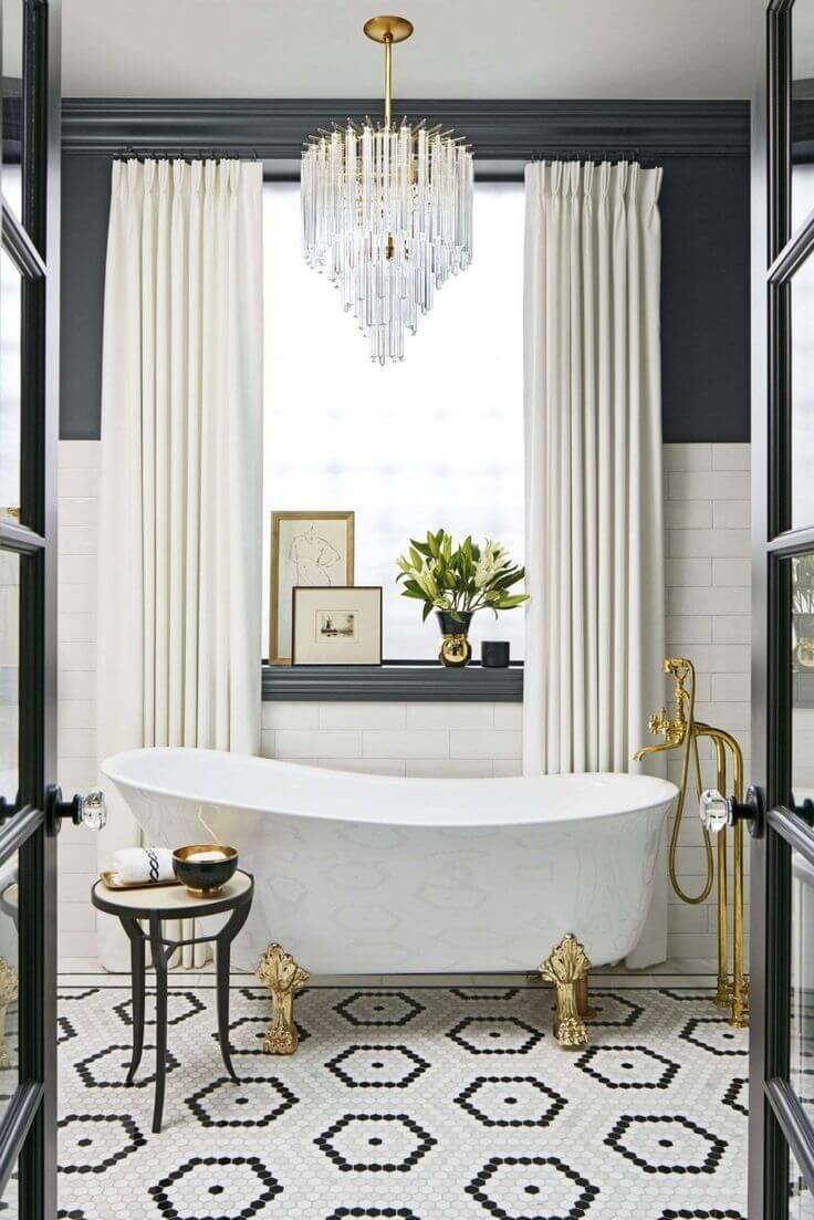 элегантная в стиле арт-дек ванная комната