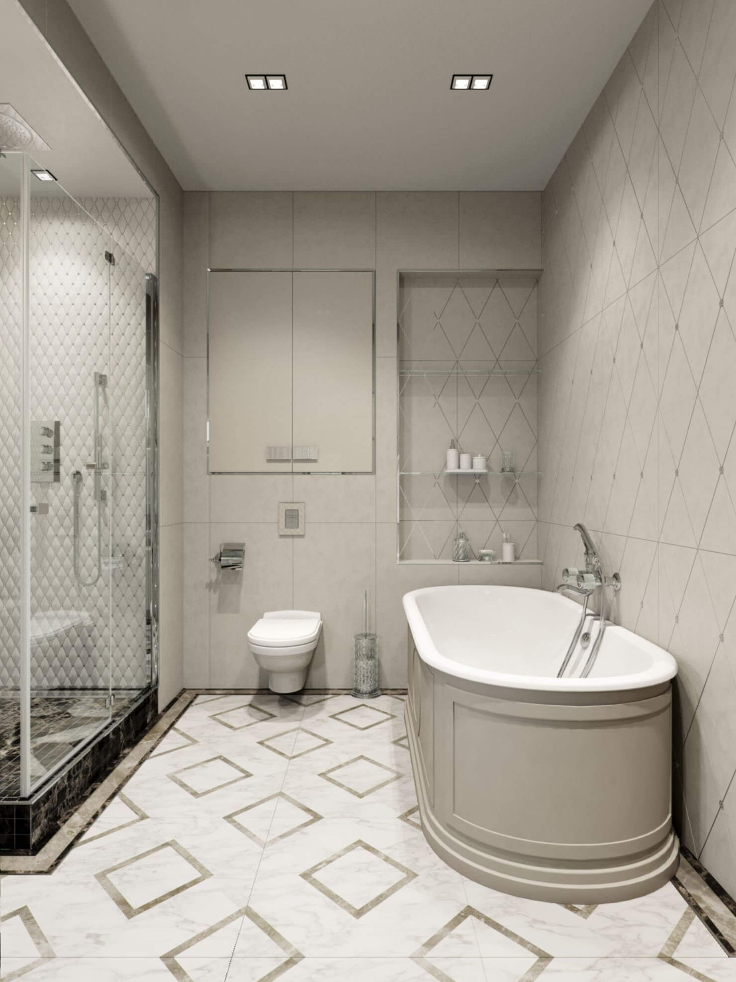 элегантная в стиле модерн ванная комната