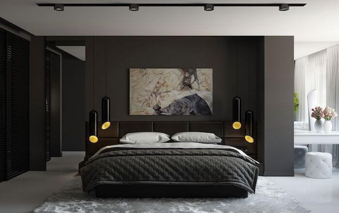 элегантная черная спальня