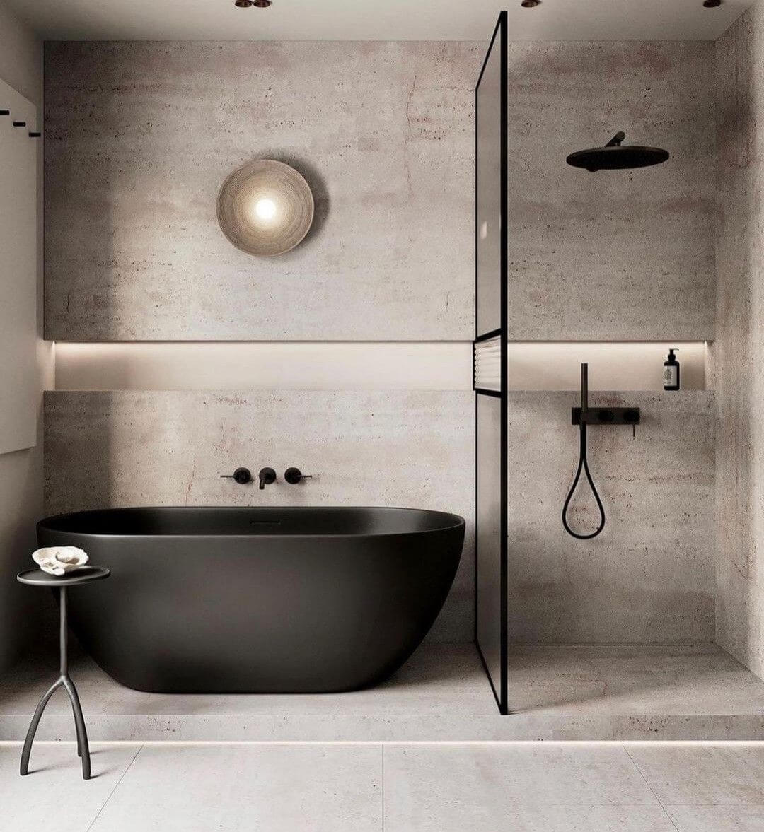 изящная в стиле минимализм ванная комната