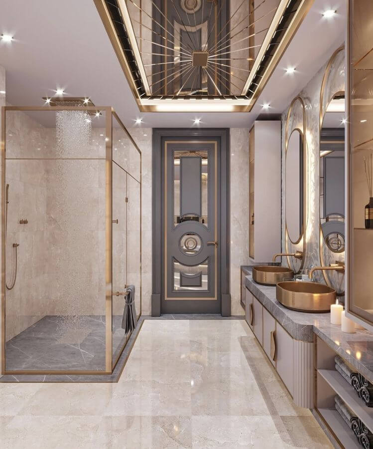 классическая в стиле арт-дек ванная комната