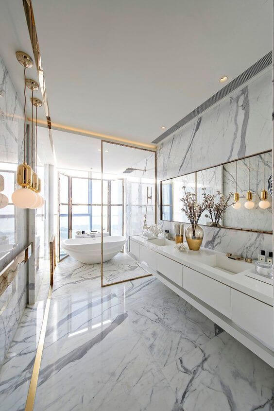 роскошная в стиле минимализм ванная комната