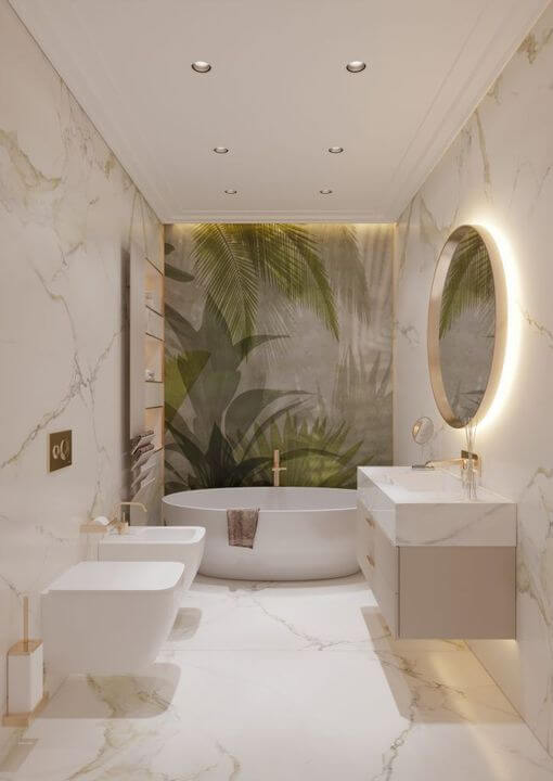 в эко-стиле ванная комната изящная