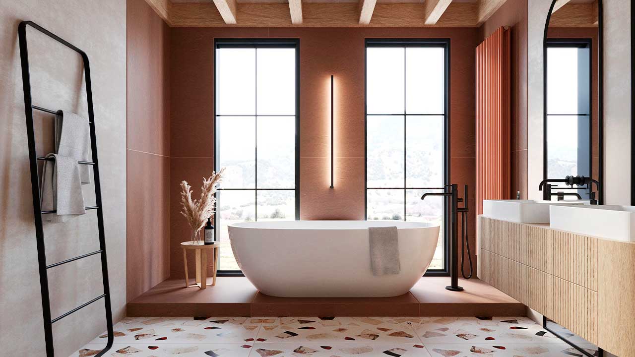 превосходная в стиле модерн ванная комната