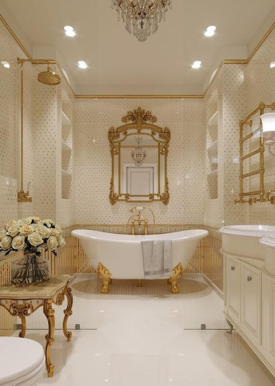 неотразимая в классическом стиле ванная комната