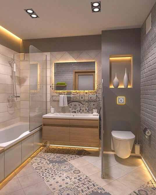 превосходная в стиле неоклассика ванная комната