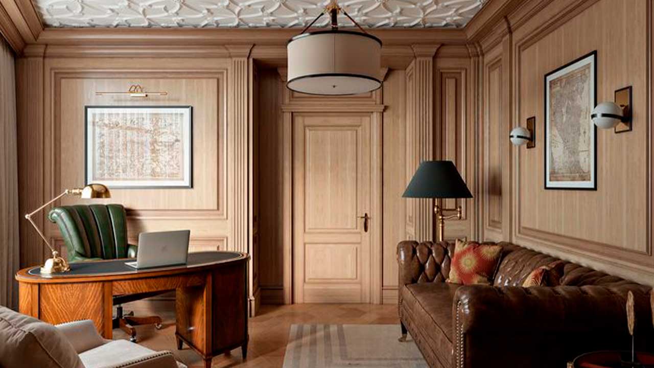 роскошный кабинет в классическом стиле