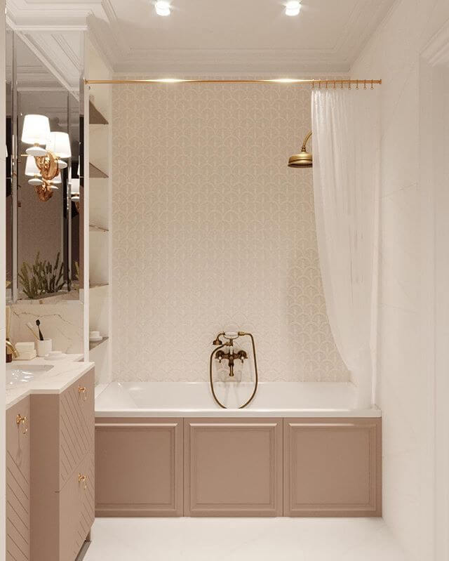 очаровательная цвета пыльная роза ванная комната